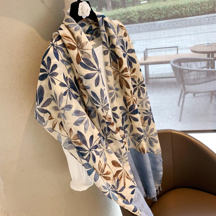 RGNAT披肩女士夏季韩版百搭纱巾印花流苏围巾长款沙滩巾沙漠丝巾