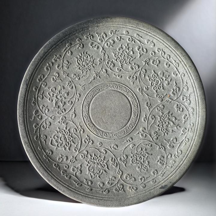 缠枝纹吸水秦砖茶盘壶承