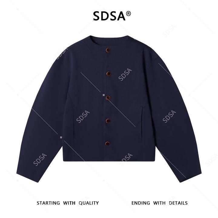 SDSA男士秋冬新款痞帅男装潮牌纯色短款无领廓形夹克外套时尚百搭