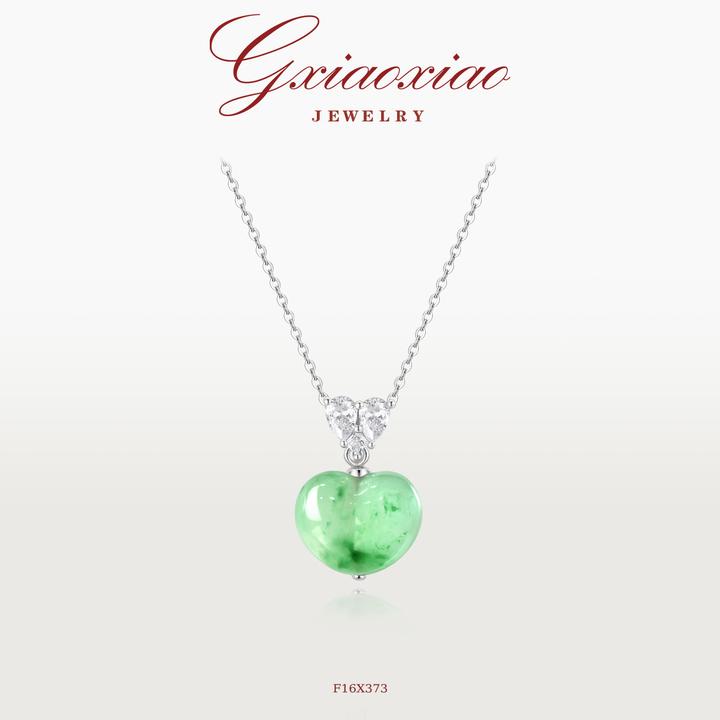 G XIAOXIAO 合成锆石 轻奢气质高级百搭优雅百搭爱心项链 F16X373