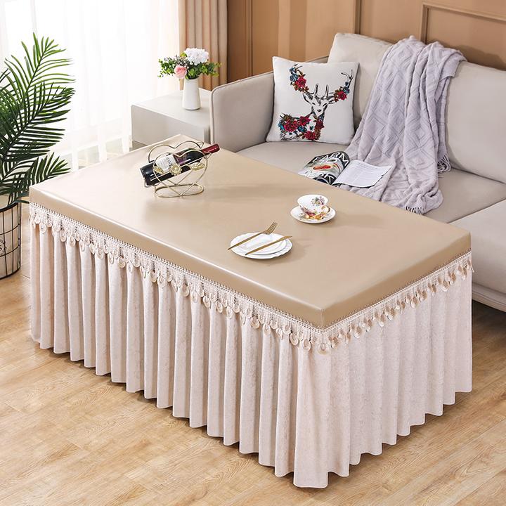 四季款珠光皮高端防水防油防烫雪尼尔绒布茶几桌罩等家用皮桌罩套