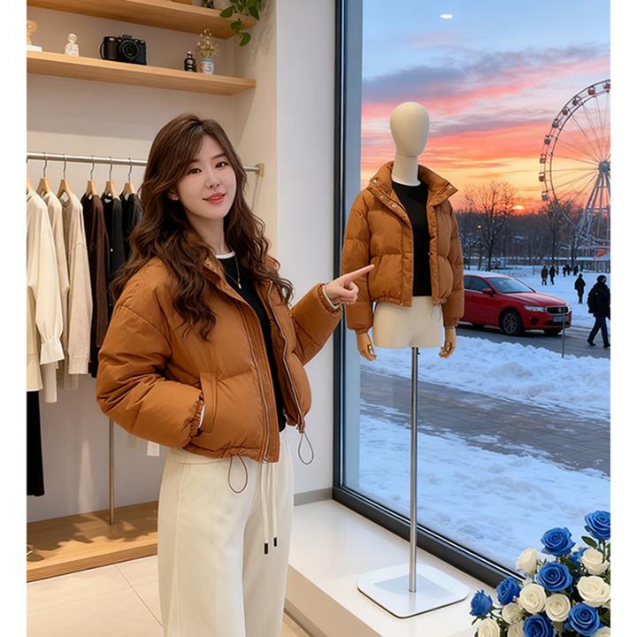 网红时尚短款面包棉服女冬季新款高级感小个子加厚保暖棉衣棉袄女