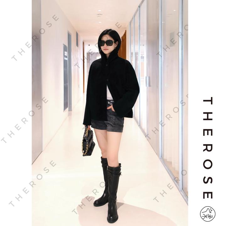 【帝蓝传奇】西班牙进口拉贡LACON皮毛一体外套两面穿气质上衣