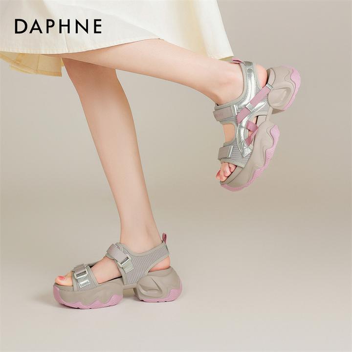 达芙妮运动凉鞋女2025新款夏季网鞋透气网面小白鞋厚底百搭老爹鞋