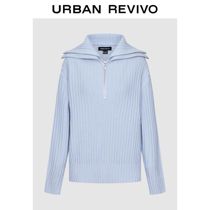 摩登境界UR2025秋季新款女装设计感假两件半开襟针织衫UWU950018