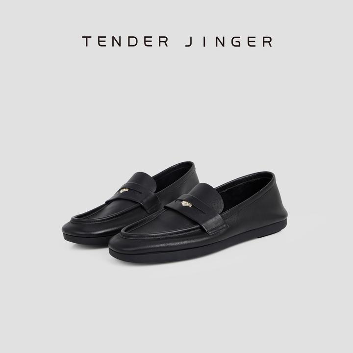 Tender Jinger时尚百搭2025年秋季新款超软平底圆头金币乐福鞋
