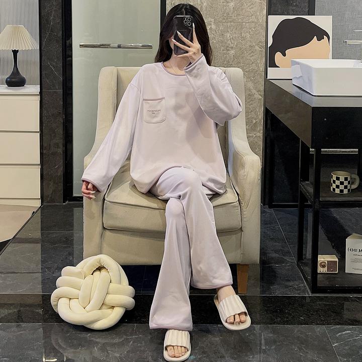 睡衣女秋冬季德绒长袖大码恒温保暖2025新款浅紫家居服可外穿套装