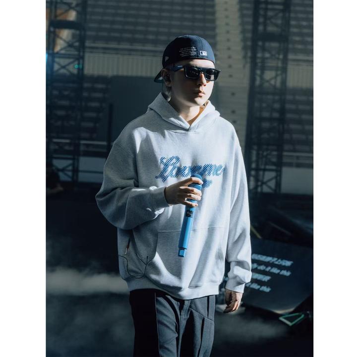 【冯建宇同款】LOVEMELATER新款幻影宝石绣情侣宽松连帽空气层卫衣