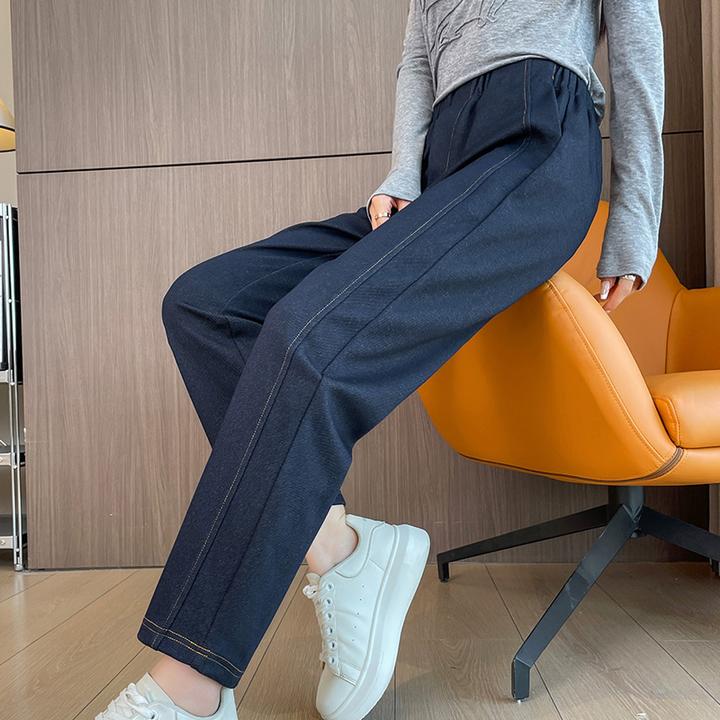 时尚哈伦小脚裤女秋冬新款女士加绒加厚牛仔裤高腰垂感显瘦休闲裤