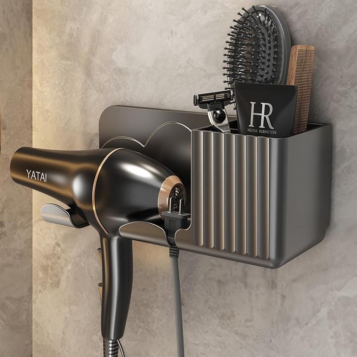 风机置物架免打孔化妆室懒人吹风机支架壁挂式浴室吹风机收纳挂架