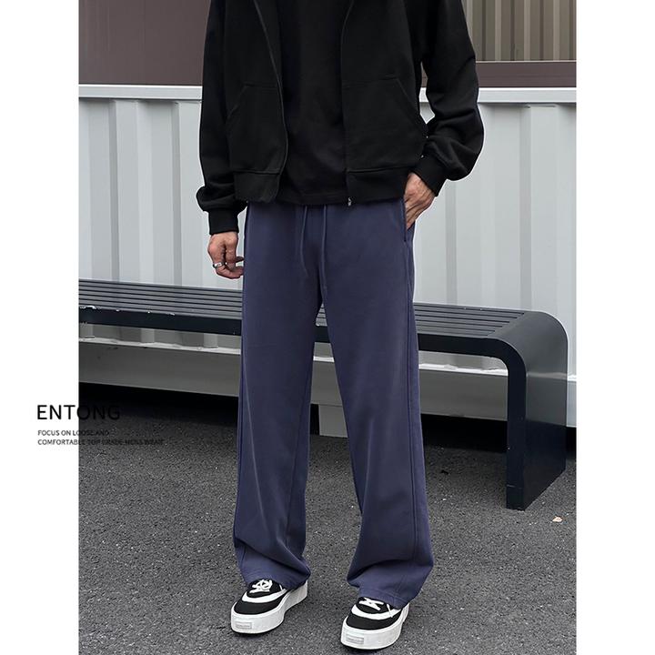 Entong美式针织cleanfit休闲卫裤男生百搭宽松直筒裤秋季新款长裤