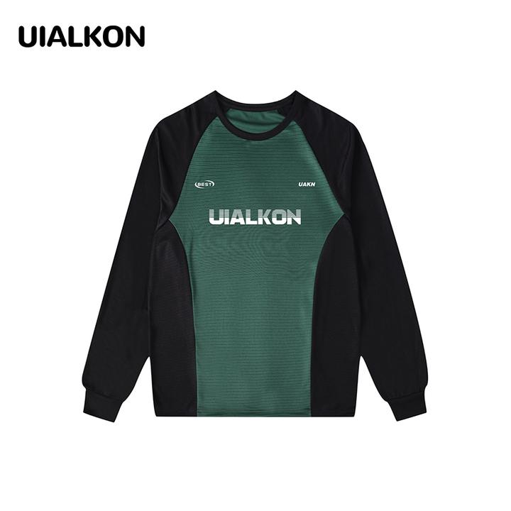 新款凉感速干上衣美式插肩袖男撞色长袖健身训练户外投篮服休闲