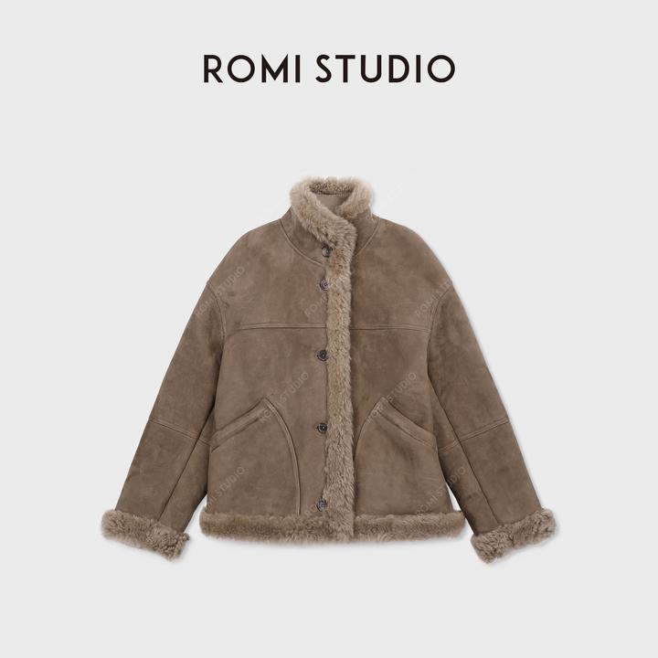 ROMI STUDIO冰岛绵羊皮细腻绒面皮毛一体蓬松毛面皮草 RWCWW87379