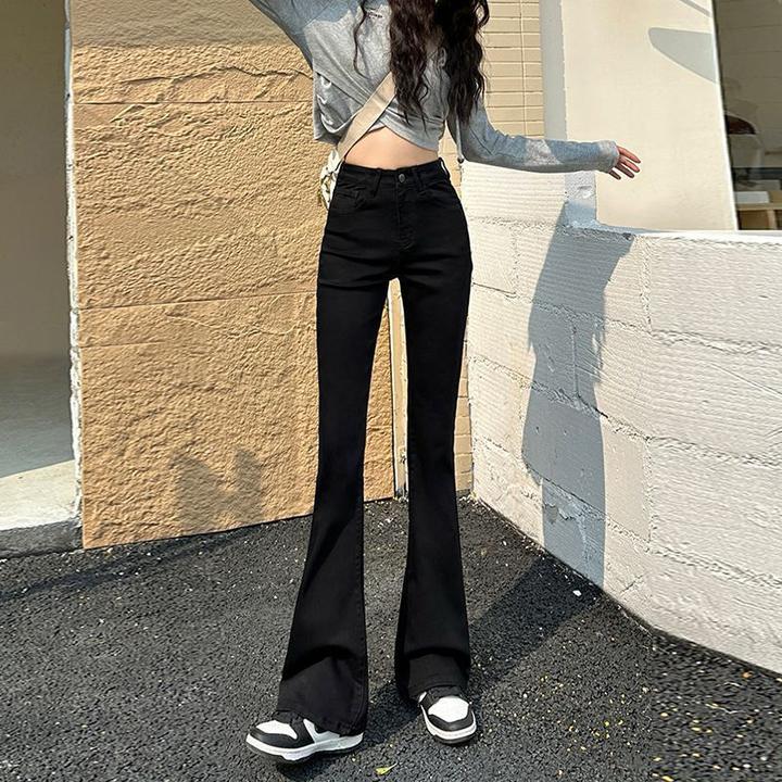 黑色色直筒牛仔裤女春秋垂感新款百搭高腰显瘦宽松拖地阔腿裤子潮