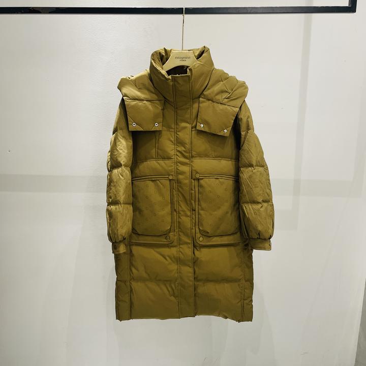 【麦丝】潮流百搭宽松显瘦印花字母中长款连帽羽绒服外套 MLS-2396