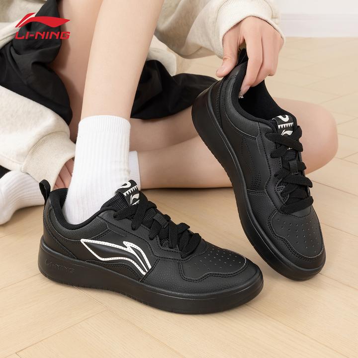 李宁初云板鞋女款2025新品黑色简约时尚百搭透气轻便空军一号板鞋