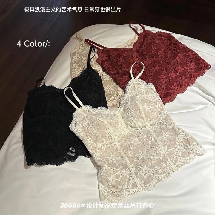 法式蕾丝高定马甲线吊带背心女士暖肤无痕舒适性感保暖美背女上衣
