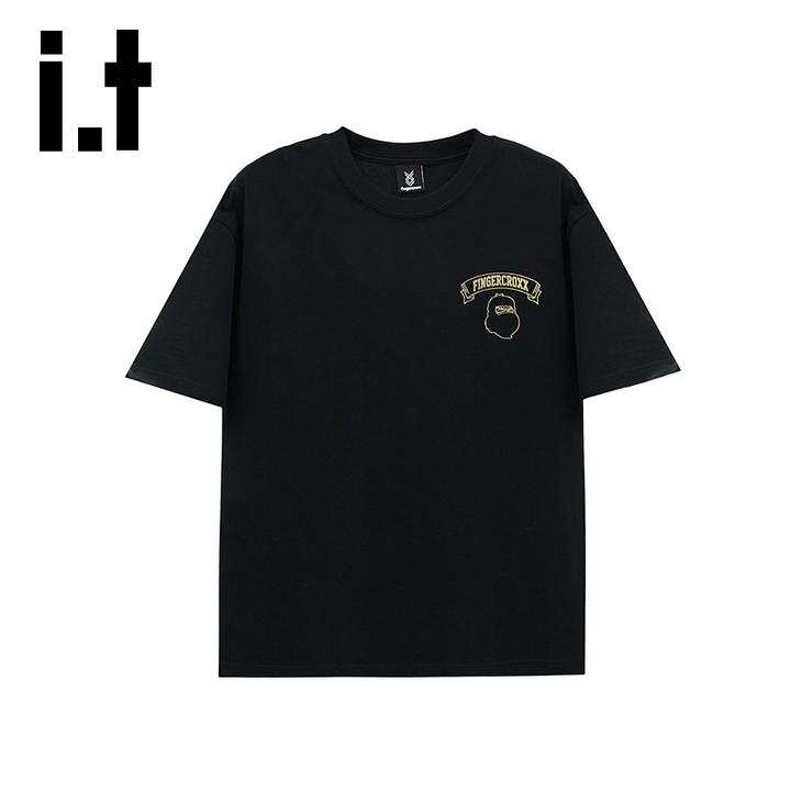 i.t FINGERCROXX短袖纯棉休闲夏季宽松潮流印花运动时尚轻奢男装X