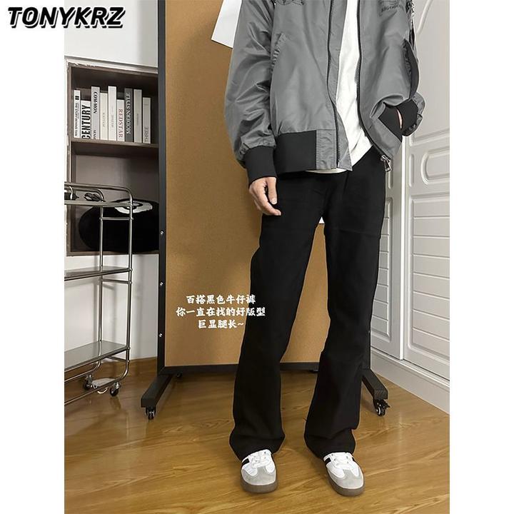 TONYKRZ美式Cleanfit基础高街复古宽松显瘦休闲微喇牛仔裤男女款