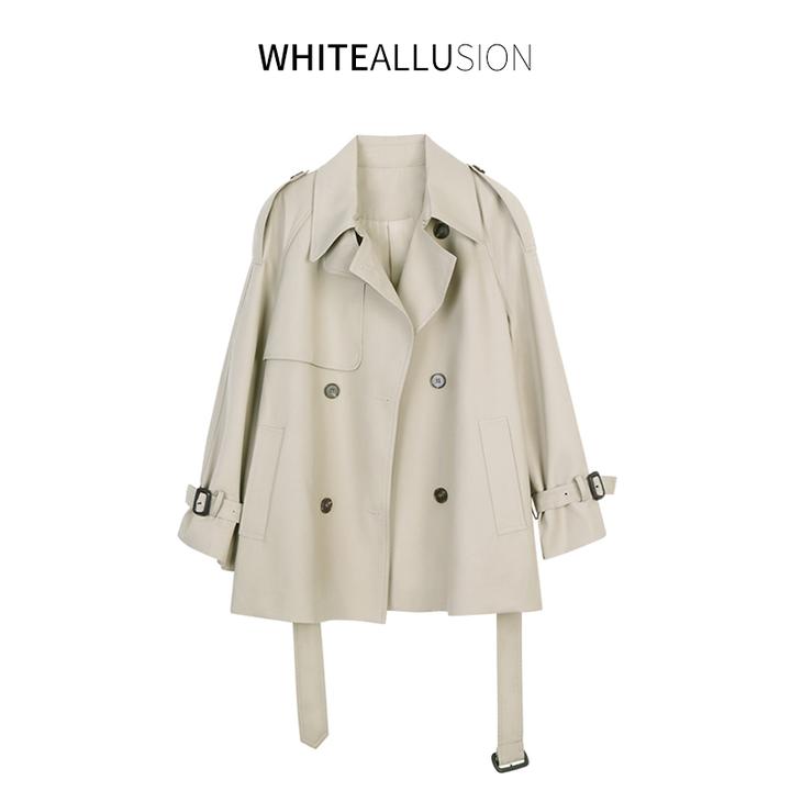 素典【甄心推荐】  短款小个子风衣春款英伦风双排扣休闲时尚854