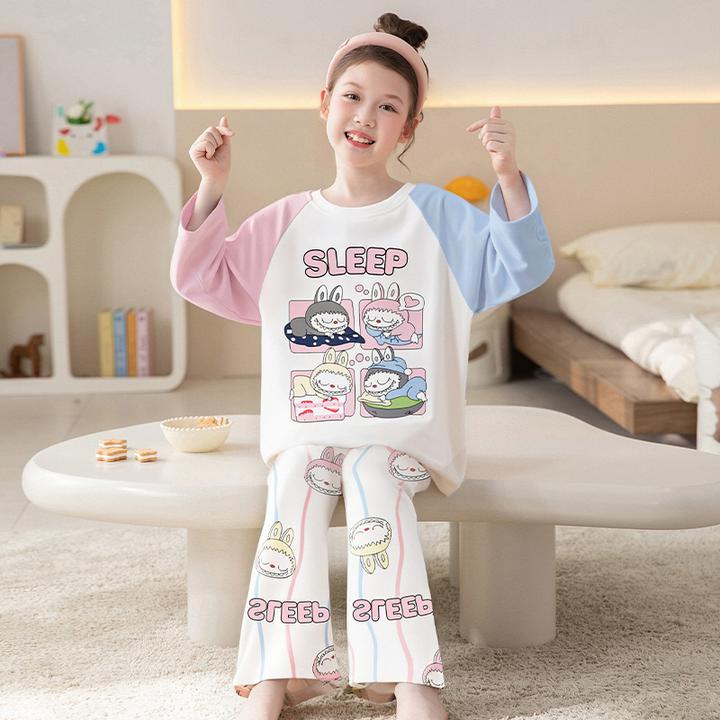 2025秋季新款女童睡衣儿童长袖纯棉套装中大童女孩公主可爱家居服