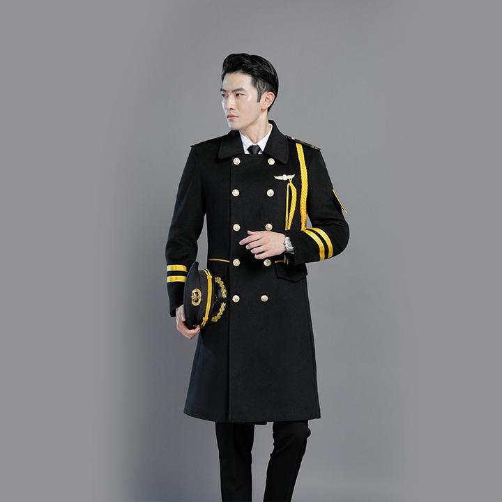 保安呢子大衣酒店物业工作服男女长款加棉加厚大衣形象保安服冬装