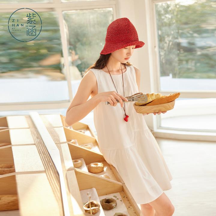 紫涵圆领无袖背心连衣裙女2025夏季新款简约a字短裙Z5Z04AS278