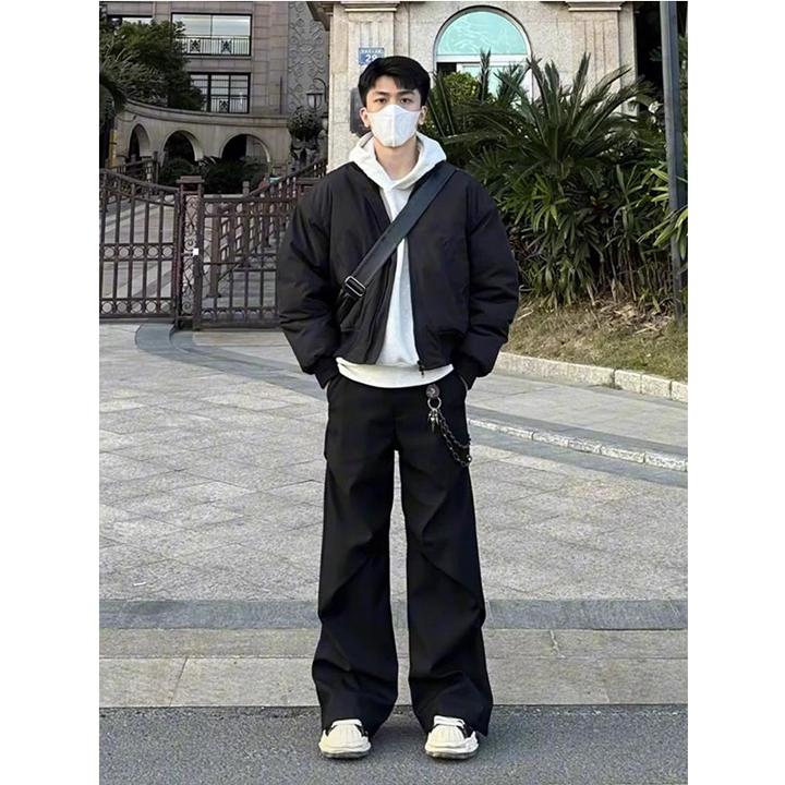 cleanfit飞行员夹克外套男款春秋季美式高街短款bomber廓形棒球服