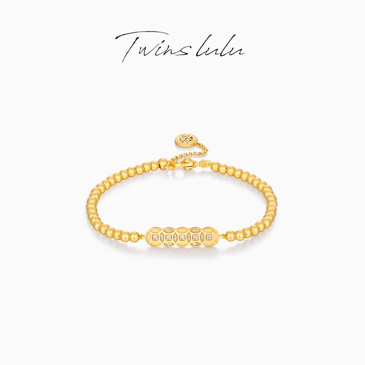 TWINS LULU 【铜钱串】圣诞节手工贵气高级古法五钱币手链TSS6974