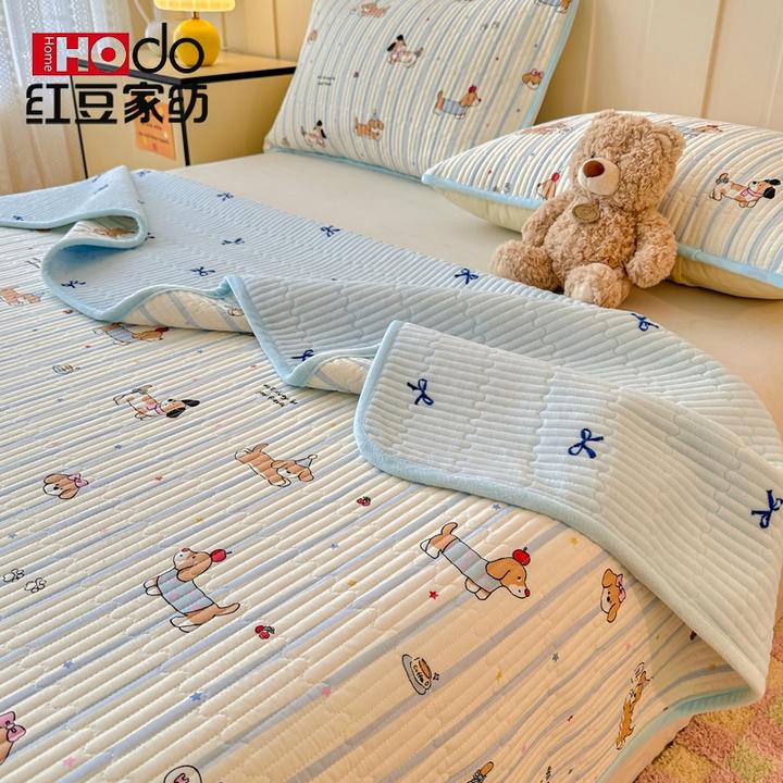 A类一面纯棉一面牛奶绒床盖四季通用加厚加绒款床单双面全棉单人