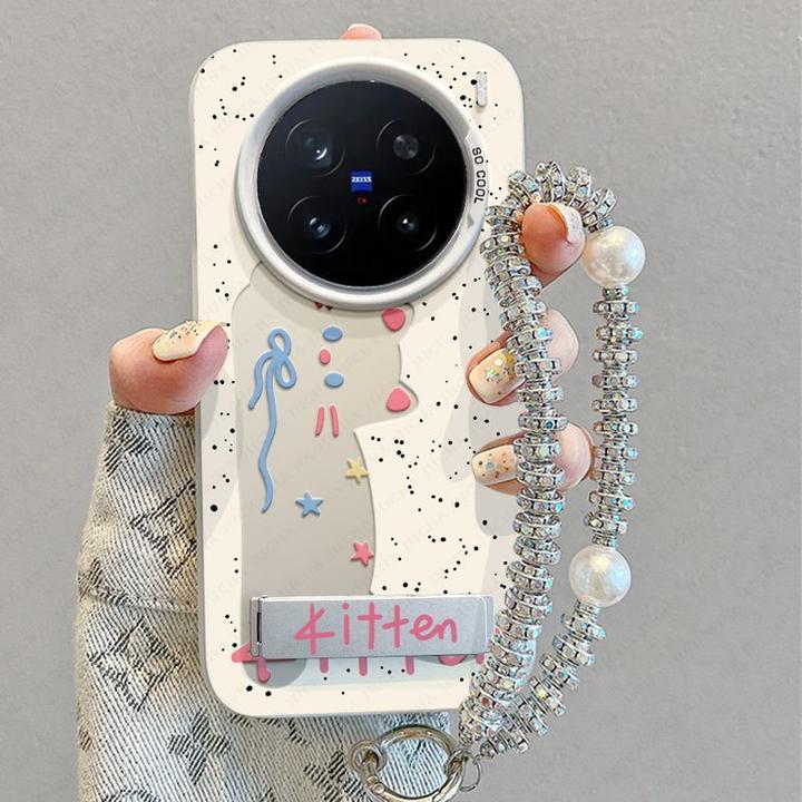 将顿适用vivox200ultra手机壳带挂链小众x200s手机壳可爱镂空猫