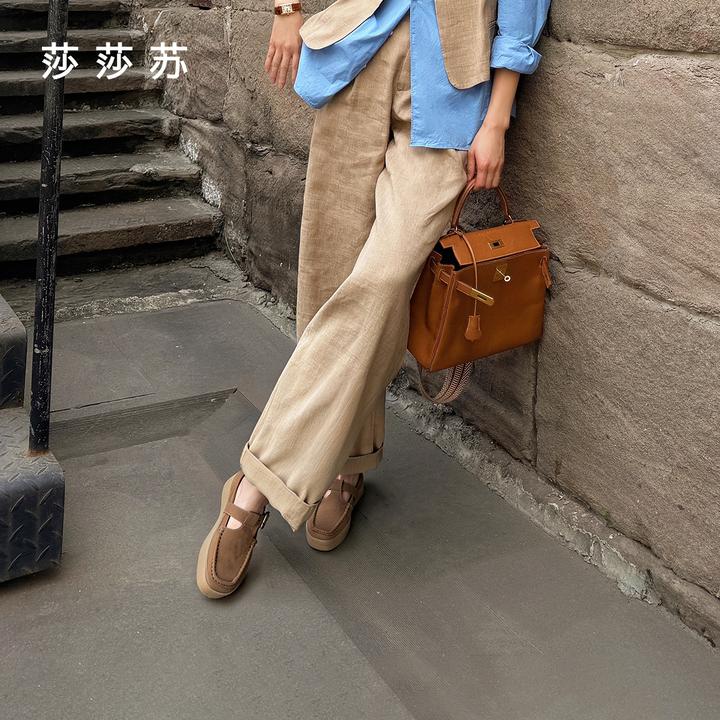 【袋鼠玩家】莎莎苏2025秋季流光风乐福鞋方头增高袋鼠鞋ZA65518-41