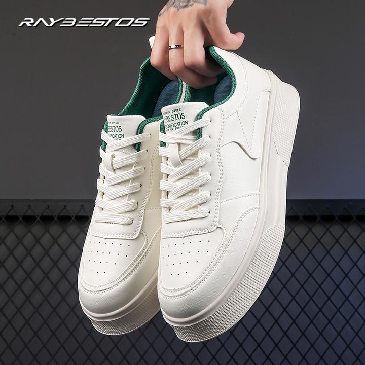 Raybestos秋冬新款透气防滑休闲男鞋厚底增高小白鞋大码百搭板鞋