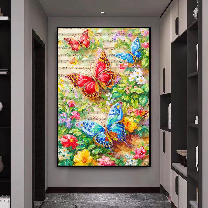 甜心Kes2025新款花笺蝶语十字绣白布大格四股线70*100CM满绣42色