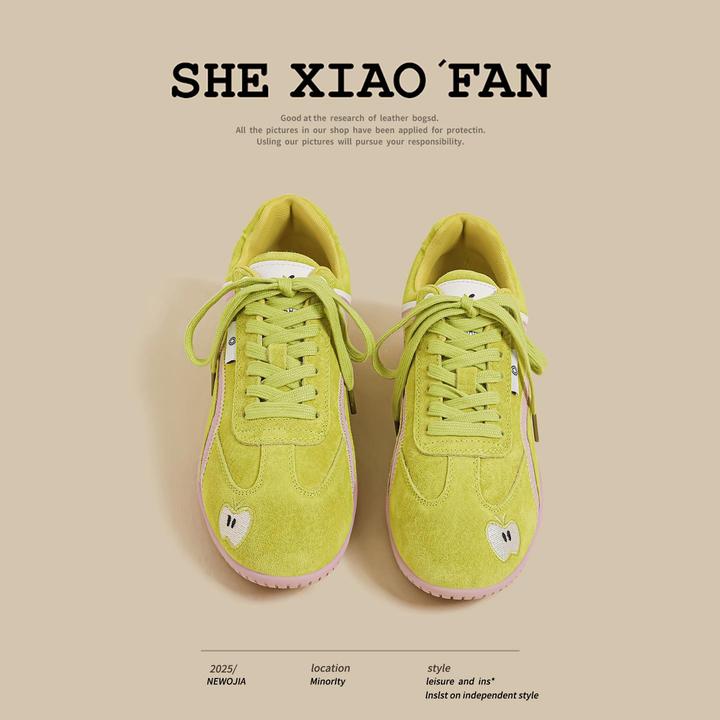 复古德训鞋女2025夏季新款薄款百搭绿色内增高阿甘休闲运动老爹鞋