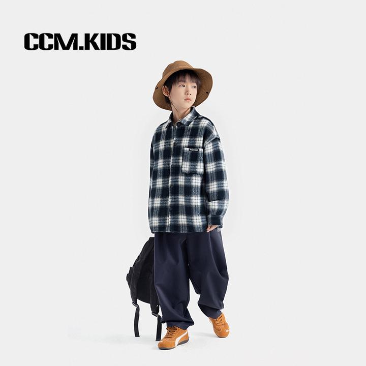 现货【神采奕奕】男童毛呢新款美式格纹款磨毛中大童格纹外套Y56948