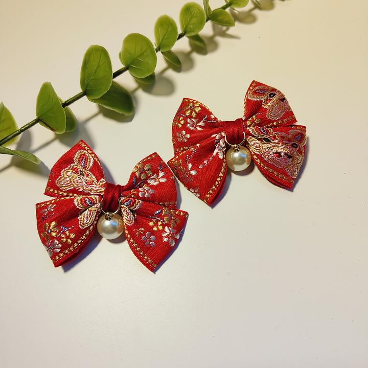 宝宝拜年喜庆发卡儿童红色发夹女童可爱过年发饰女孩不伤发刘海夹