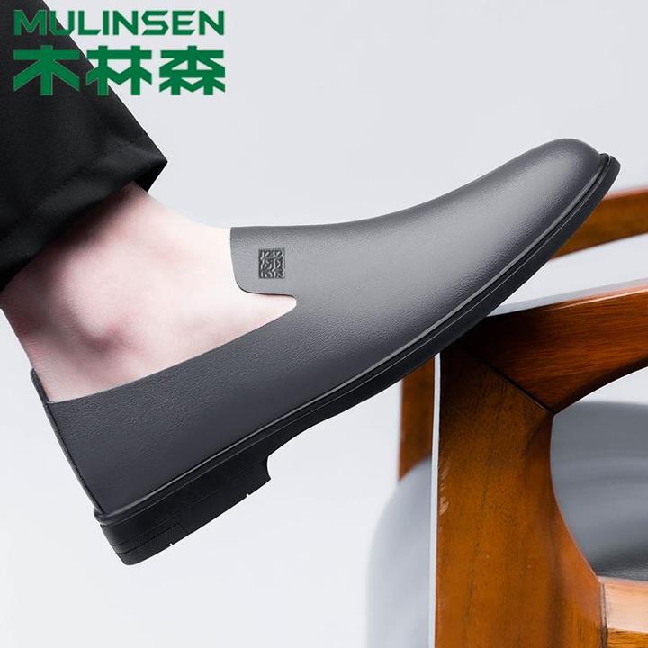 木林森男鞋正品商务薄款正装透气韩版懒人鞋休闲轻便秋季软底真皮