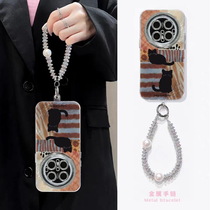 豹纹黑猫适用华为mate70Pro手机壳冰川纹mate60rs/50全包镜头防摔