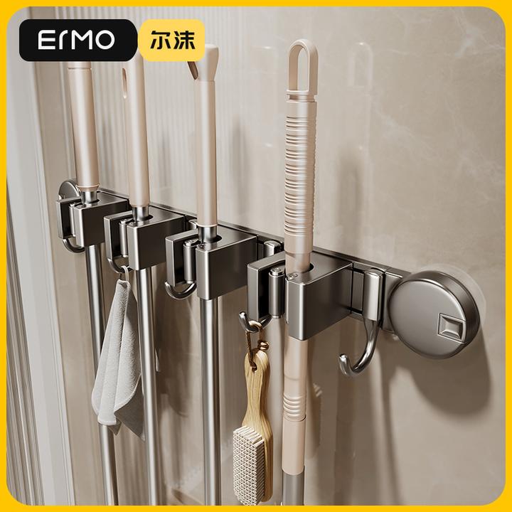 吸盘式拖把架可移动挂卫生间置物架钩厕所壁挂免打孔扫把收纳架子