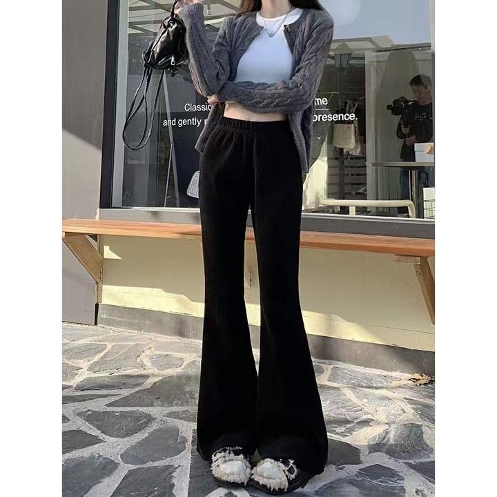 【小巧定制】XQ2682秋季新款休闲高腰显瘦百搭微喇裤大码女装