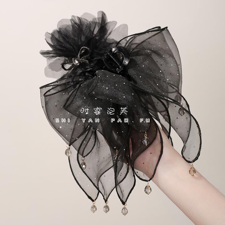 【花瓣泡泡】抓夹高定网纱蝴蝶结裙摆满天星发夹百搭显发量精致头饰