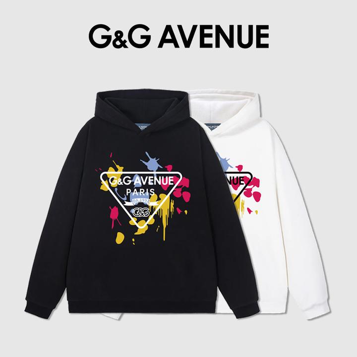 法国G&G AVENUE小众设计感百搭泼漆美式情侣款时尚连帽卫衣秋冬款