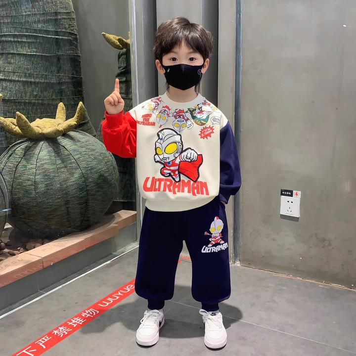 奥特曼衣服男童春装套装2025新款儿童时髦卫衣春秋宝宝休闲韩版潮