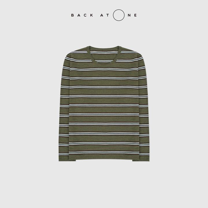 BACKATONE“格林小镇”渐变条纹时髦绿色羊毛针织衫 BFF-1AB554H-K