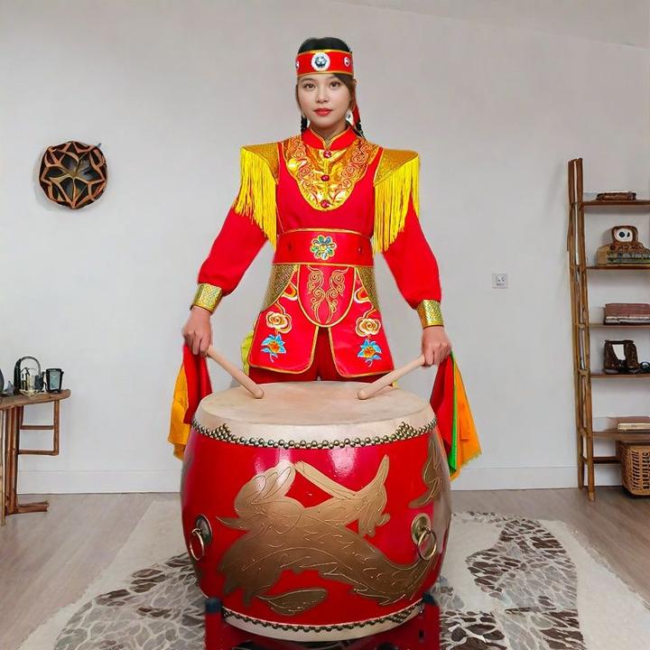 新款威风锣鼓打鼓演出服喜庆中国现代腰鼓服装锣鼓队大鼓舞蹈套装
