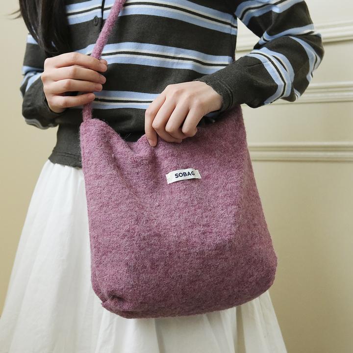 SoBag秋冬日系可爱羊毛呢单肩斜挎布包女韩系休闲慵懒毛茸茸布包