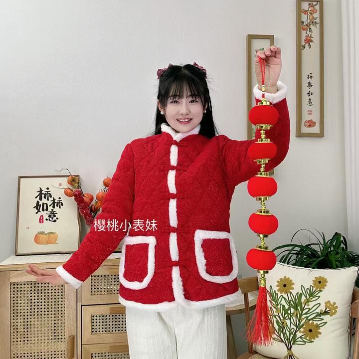 新年战袍复古棉服外穿中国风高级感正襟加厚时尚保暖女拜年服