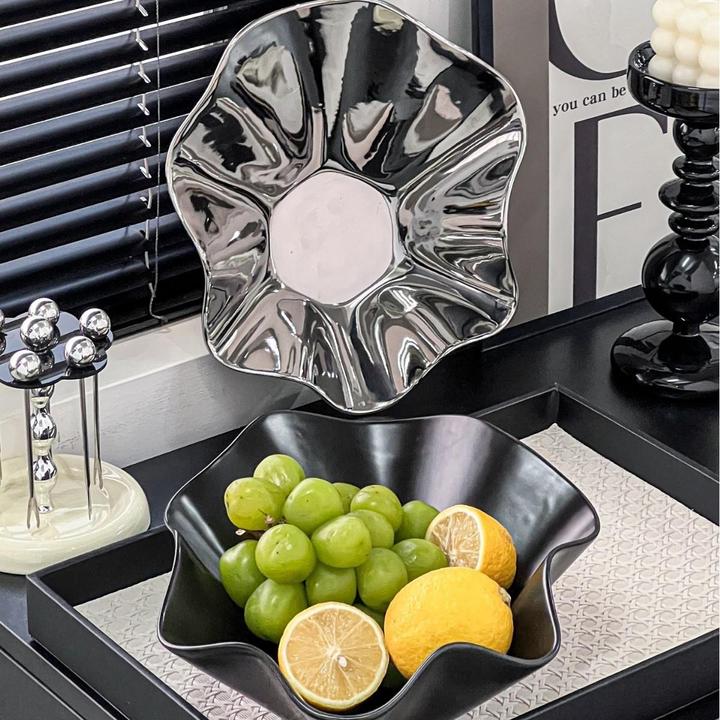 范哲萨创意陶瓷陶瓷水果盘家用客厅茶几干果盘轻奢水果篮零食摆放