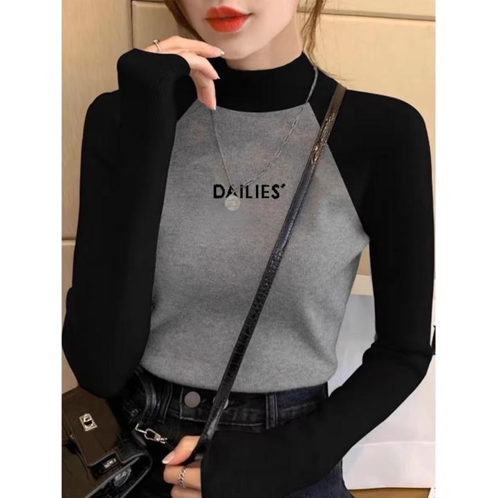 德绒加绒加厚保暖半高领长袖T恤女秋冬季磨毛内搭插肩上衣打底衫